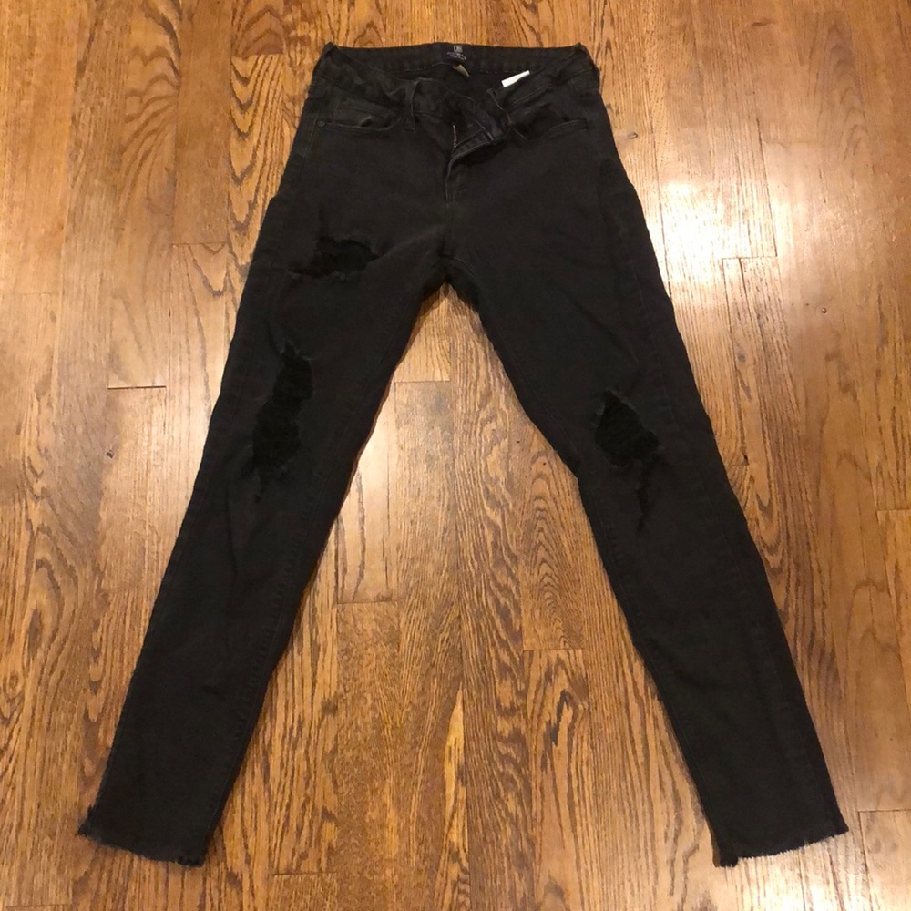 Just Black black skinny jean distressed with raw hem size 26
